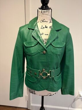 Antelope Green Leather Belted Jacket